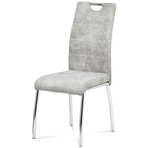 Jídelní židle, potah stříbrná látka COWBOY v dekoru vintage kůže, kovová čtyřnoh HC-486 SIL3