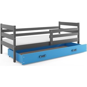 Dětská postel ERYK 1 80x190 cm, grafitová/modrá (Volba matrace: Pěnová matrace)