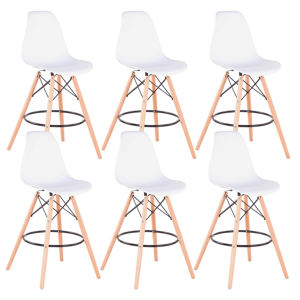 Set 6 barových židlí, bílá/buk, CARBRY 2 NEW