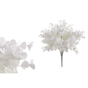 Eukalyptus, květina umělá plastová, barva bílá ojíněná. SG6062-WH
