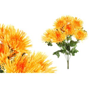 Chryzantéma puget, barva žluto-oranžová, umělá květina. KU4323, sada 2 ks