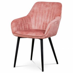 Jídelní a konferenční židle, potah růžová látka v dekoru žíhaného sametu kovové AC-9981 PINK4