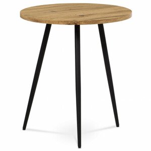 Přístavný stolek, MDF, dekor divoký dub, kov, černý lak AF-3005 OAK