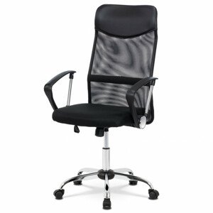 Kancelářská židle s podhlavníkem z ekokůže, potah černá látka MESH a síťovina M KA-E305 BK