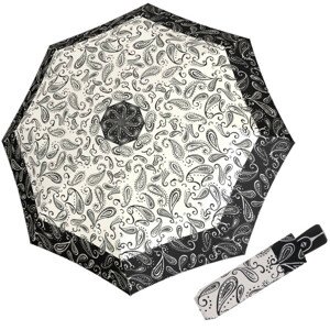 Fiber Magic Black a White Paisley - dámský plně automatický deštník