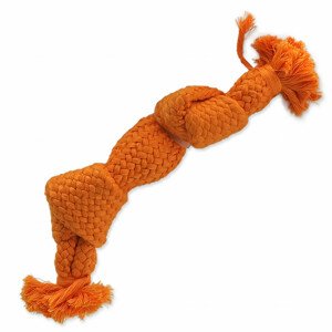 Hračka Dog Fantasy uzel pískací oranžový 2 knoty 22cm