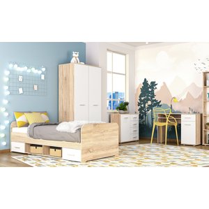 Dětský pokoj DOMINO II (postel, skříň, PC stůl) sonoma/bílá