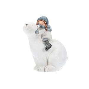 Holčička na ledním medvědovi, vánoční dekorace, magnéziová keramika MT442