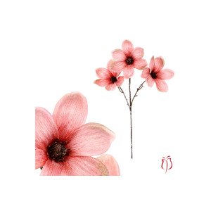 Magnolie v růžové barvě, s glitry. NL0138-PINK, sada 6 ks