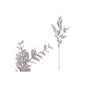 Eukalyptus větev - stříbrná barva s glitry. SG6087-SIL