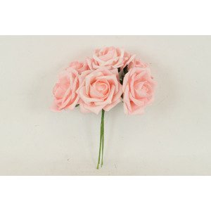 Růžičky, puget 6ks, barva růžová. Květina umělá pěnová. PRZ755560, sada 2 ks