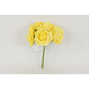 Růžičky, puget 6ks, barva žlutá. Květina umělá pěnová. PRZ755577, sada 2 ks
