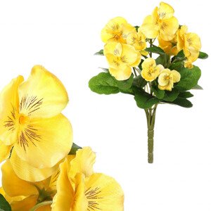 Maceška - kytice z umělých květin, barva žlutá. KT7195, sada 4 ks