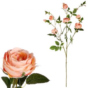 Růže s devíti květy - umělá květina, barva meruňková. KT7908 APPR, sada 3 ks