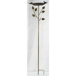 Zápich kovový - zahradní dekorace, list s ptáčkem. UM0874 COP, sada 2 ks
