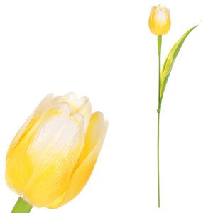 Tulipán plastový ve žluté barvě. Cena za 1ks. Ve svazku 12ks. SG60104 YEL2, sada 36 ks