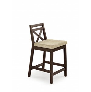 Barová židle BORYS LOW nízká, ořech tmavý / kohoutek. Lars 07 (1p=1ks)