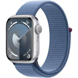 Hodinky Apple Watch Series 9 GPS + Cellular, 45mm Silver Aluminium Case with Winter Blue Sport Loop