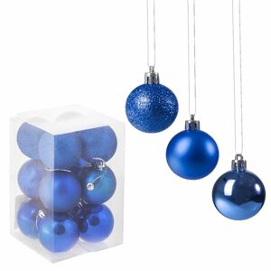 Vánoční baňky modré mix - 6cm, sada 12ks