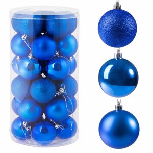 Vánoční baňky modré mix - 6cm, sada 30ks