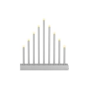 LED vánoční svícen - 9 svíček, 27cm, 3xAA, stříbrný