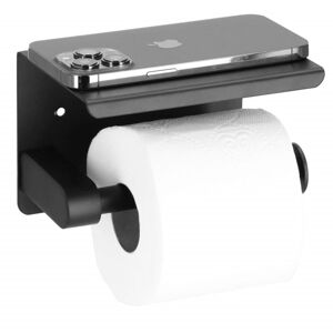 Držák na toaletní papír s poličkou SPRINGOS HA5152 černý
