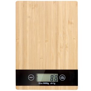 Bambusová elektronická LCD kuchyňská váha do 5 kg