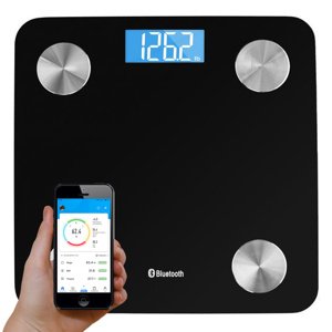 Analytická bluetooth LCD skleněná koupelnová váha