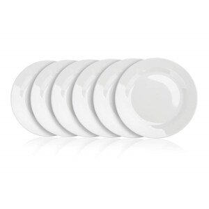 Sada mělkých porcelánových talířů BASIC 24 cm, 6 ks, bílé