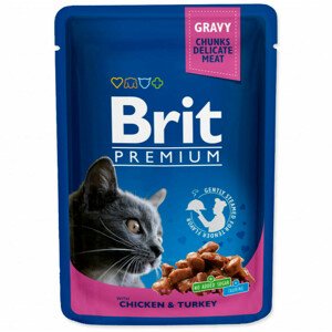 Kapsička Brit Premium Cat Pouches kuře a krůta 100g