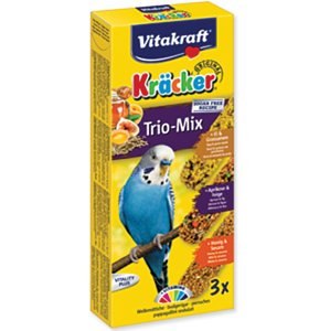 Tyčinky Vitakraft Kracker Trio Mix andulka, s vejci, medem a meruňkami 3ks