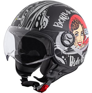 Helma na skútr W-TEC FS-701BG Black Ride (Velikost: L (59-60), Barva: černo-bílá)