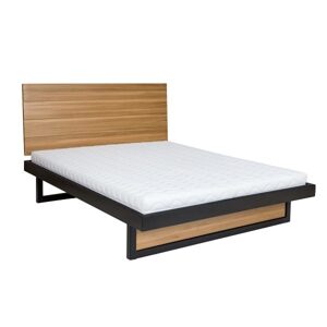 Dřevěná postel LK370, 120x200, dub/kov