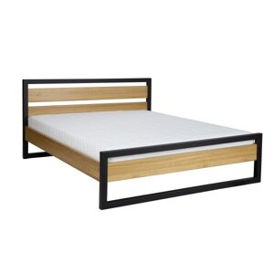 Dřevěná postel LK371, 140x200, dub/kov