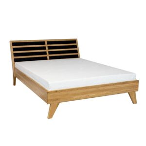 Dubová postel LK302, čalounění: toptextil, délka: d200, šířka: s120 (Barva dřeva: Kakao)