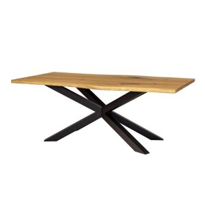 Kovový a dubový stůl ST388, barva: přírodní dub, výška: š77, konstrukce desky: monolit, deska: deska-4 cm, šířka: š140 (Délka: 90)