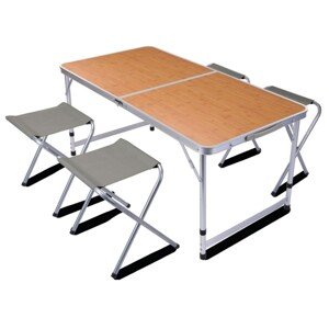 PROGARDEN Kempingový nábytek stůl + 4 židle skládací REDCLIFFS ocel/dřevo KO-X61210190