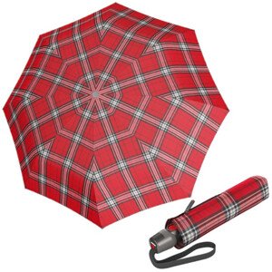 KNIRPS T.200 CHECK RED'N NAVY - elegantní dámský plně automatický deštník