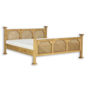 Borovicová postel LK705, délka: d200, šířka: s160, sada 5 ks (Barva dřeva: Bílá patina)