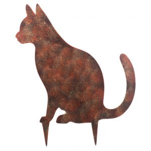 Kočka kovová, zápich do zahrady. Barva měď antik. UM0985 COP-ANT, sada 2 ks