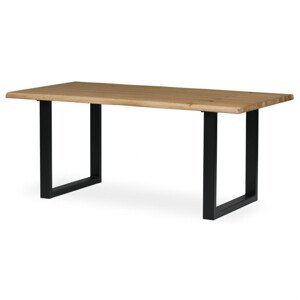 Stůl jídelní, 180x90x75 cm,masiv dub, kovová noha ve tvaru písmene "U", černý lak DS-U180 DUB