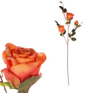 Růže, 3-květá, barva oranžová. KN7058 OR, sada 6 ks