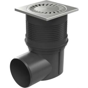 Vpusť kanalizační boční D 110 mm, suchá klapka, nerez mřížka, černá, ENPRO