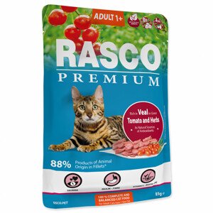 Kapsička RASCO Premium Cat Pouch Adult, Veal, Hearbs - Akční nabídka 01.03.-17.03.24