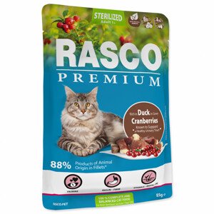 Kapsička RASCO Premium Cat Pouch Sterilized, Duck, Cranberries - Akční nabídka 01.03.-17.03.24