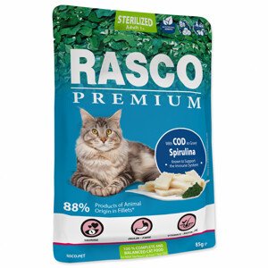 Kapsička RASCO Premium Cat Pouch Sterilized, Cod, Spirulina - Akční nabídka 01.03.-17.03.24
