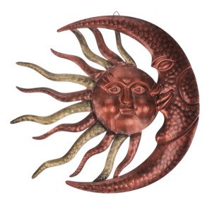 Slunce s měsícem, kovová nástěnná dekorace. UM1005 COP-ANT, sada 2 ks