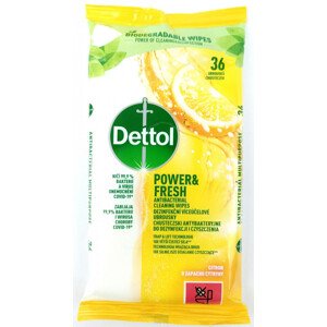 Dettol Power & Fresh citron antibakteriální ubrousky na povrchy 36 ks
