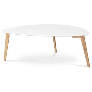Stůl konferenční 120x60x45 cm, MDF bílá deska, nohy bambus přírodní odstín AF-1184 WT