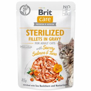 Kapsička BRIT Care Cat Sterilized Fillets in Gravy with Savory Salmon & Tuna - Zákaznické dny 28.3. – 30.4.2024